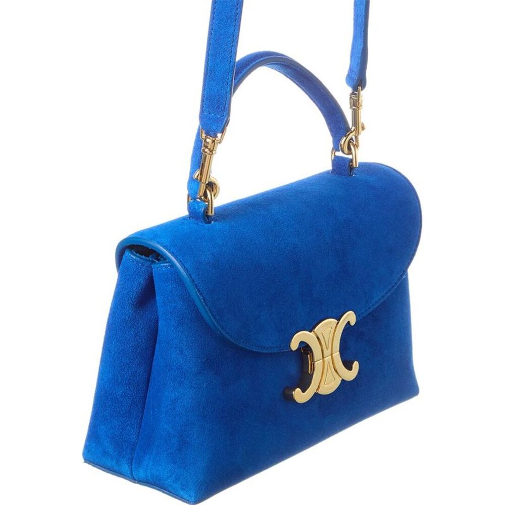 Celine Nino Teen Suede & Leather Satchel, Blue - Picture 3 of 4